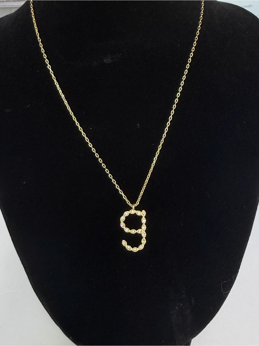 Maje Paris Gold Initial "g"‎ Crystal Pendant Necklace 17" with 1.5" Extender NWT